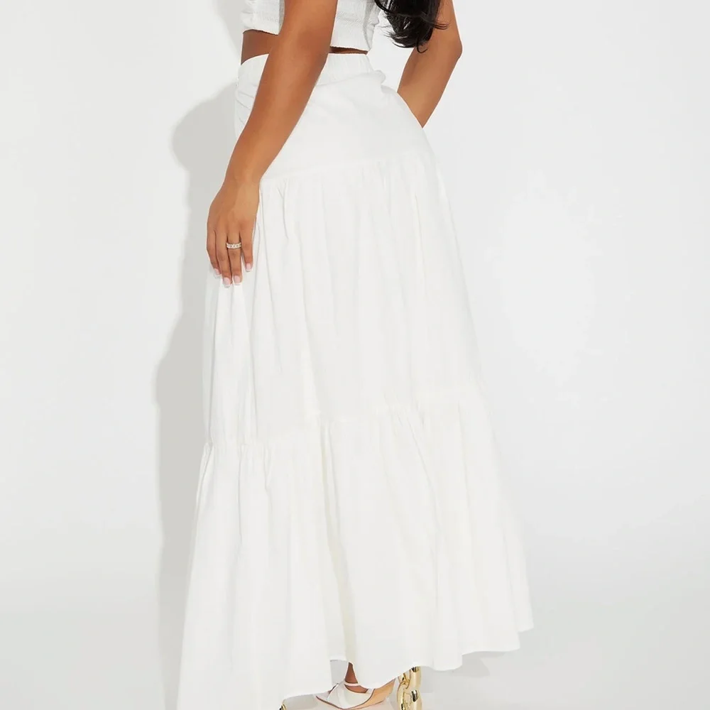 Fashion nova white maxi two piece dress tube crop top set